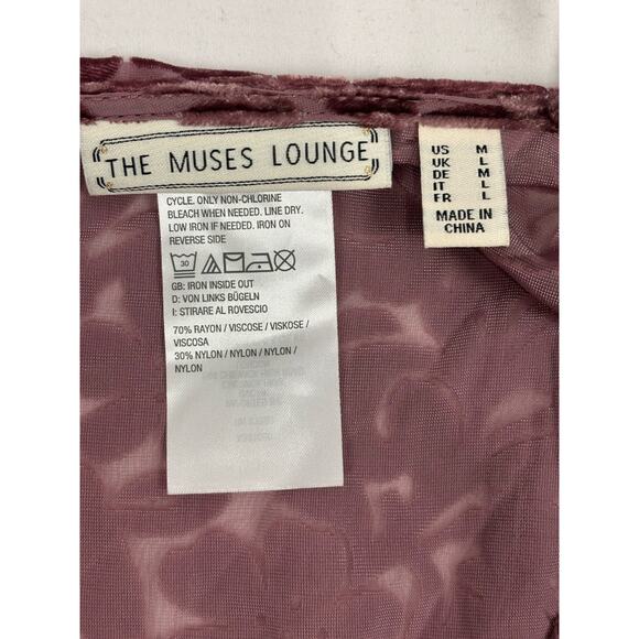 The Muses Closet Women's M Velvet Burnout Cardigan Dusty Mauve Boho Romantic - Picture 5 of 7